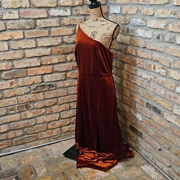 NWT After Six Auburn Moon One Shoulder maxi gown size 14 - Picture 8 of 15